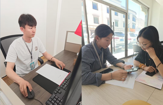 上图: 易鑫西藏融资服务顾问（左1杨龙、左2次仁巴吉、右1嘎桑卓玛）