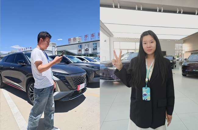 上图: 易鑫西藏融资服务顾问（左-吴黎平、右-罗静）